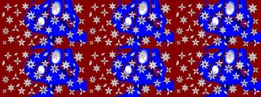 Kumaş desenli papatya çiçeği detayı. Kırmızı renkte çiçekler.