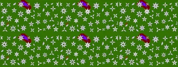 Çizim çiçek deseni duvar kâğıdı olarak kullanılabilir. Yeşil renkli çiçekler. Raster illüstrasyonu.