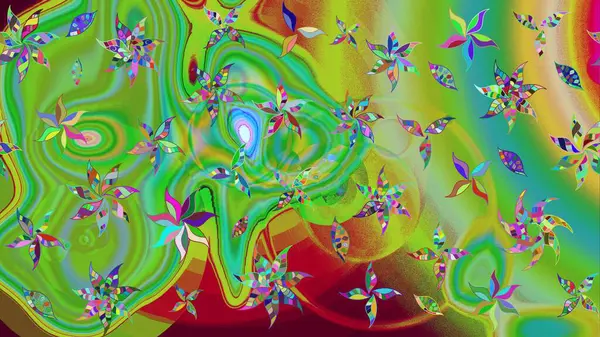 Yeşil renkli çiçekler. Çiçek desenli eskiz. Tişört baskısı için çiçek boyama rasteriName.