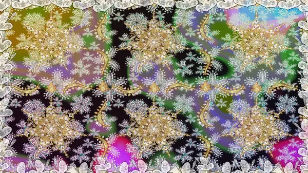 Kusursuz soyut bir arkaplan. Oriental raster klasik gri ve altın desenli. Raster illüstrasyonu.