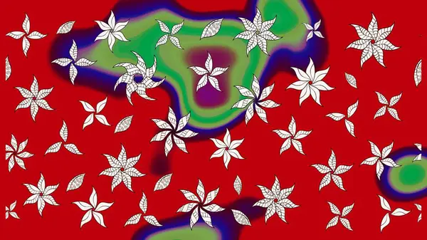 Düz Çiçek Elementleri Tasarımı. Kırmızı renkte çiçekler. Renkli Bahar Teması eskiz kalıbı. Güzel çiçek deseni..