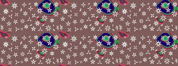 Raster düz çiçek çizim deseni. Hediye ambalaj kağıdı, tebrik kartları, posterler ve pankart tasarımı. Kahverengi renkte çiçekler.