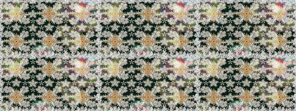 Tarafsız renklerde. Hint süsü. Renkli süs kenarı. Raster illüstrasyonu. Kusursuz desen. Çiçek duvar kağıdı.