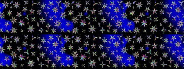 Raster Çiçek İllüstrasyonu güzel tekstil. Siyah renkli etnik çiçeklerle zarif eskiz deseni.