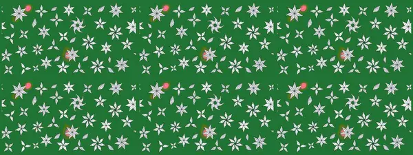 Şirin çiçekli eskiz deseni ve yeşil renkli yapraklar, suluboya çiçek deseni, duvar kağıdı, kart veya kumaş için fayanslı. Raster illüstrasyonu.