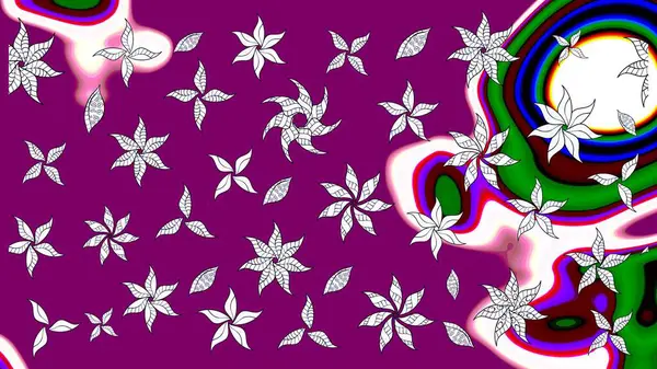 Düz Çiçek Elementleri Tasarımı. Mor renkli çiçekler. Renkli Yaz Temalı eskiz kalıbı. Raster illüstrasyonunda çiçek deseni çizimi.