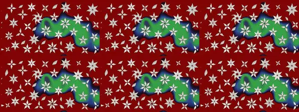 Kırmızı renkte çiçekler. Sevimli çiçek raster deseni. Düz Çiçek Elementleri Tasarımı. Renkli Yaz Teması çizim şablonu.