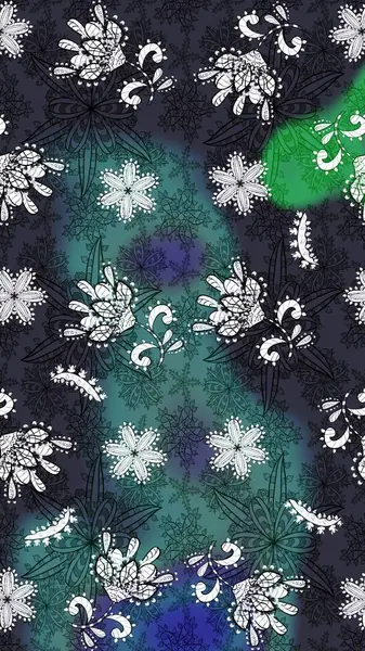 Sevimli çiçek raster deseni. Gri renkli çiçekler. Sketch Colour Spring Theme eskiz kalıbı. Düz Çiçek Elementleri Tasarımı.