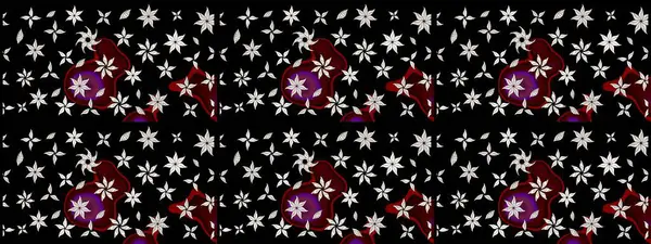 Suluboya, elle çizilmiş. Raster illüstrasyonu. Siyah yapraklı yabani çiçekler. Taslak arkaplan deseni.