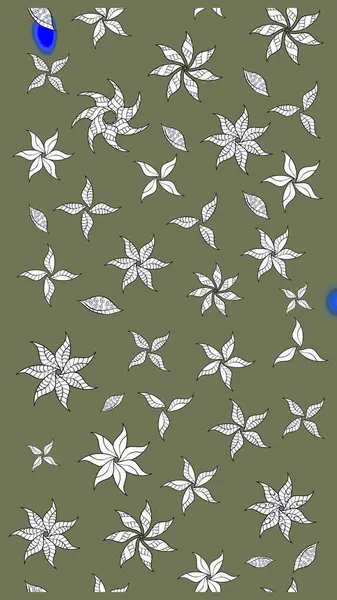 Suluboya çizim kalıbı. Çiçek izi. Suluboya tarzında yeşil renkte çiçekler.