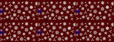 Kırmızı renkli şirin çiçek deseni. Düz Çiçek Elementleri Tasarımı. Raster Modaya uygun kumaş deseni. Renkli Bahar Teması çizim şablonu.