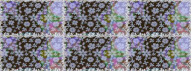 Retro tekstil tasarım koleksiyonu. Tarafsız, tarafsız. 1950-1960 motifleri. El çizimi çiçek unsurları olan soyut, dikişsiz raster deseni. Çiçekli ipek eşarp..