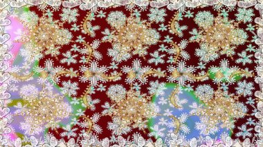 Kusursuz desenli altın elementler. Raster illüstrasyonu. Altın şablon. Kart, duvar kağıdı, ambalaj ve tekstil için klasik tasarım. Klasik çiçek dokusu. Tarafsız renklerde Royal retro.