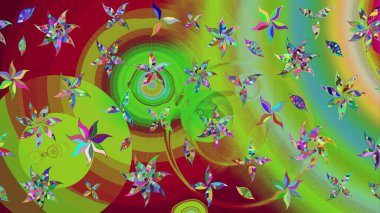 Çiçekler suluboya tarzında yeşil renkte. Raster illüstrasyonunda çiçek deseni çizimi.