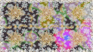 2019 Noel 'i, kar tanesi, yeni yıl. Gri renklerde ve altın elementlerle klasik, pürüzsüz desen.