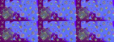 Hediye ambalaj kağıdı, tebrik kartları, posterler ve pankart tasarımı. Raster düz çiçek çizim deseni. Mor renkte çiçekler.