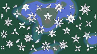 Çiçek tasarımı için inanılmaz bir kolaj cenneti tarzı. Parlak çiçekli kolaj çiçekleri yeşildir. Çiçekli zambaklar eskiz arka planı.