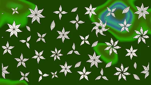 Klasik taslak çizimi. Çiçek yeşili eskiz deseni. Raster çiçek izi..