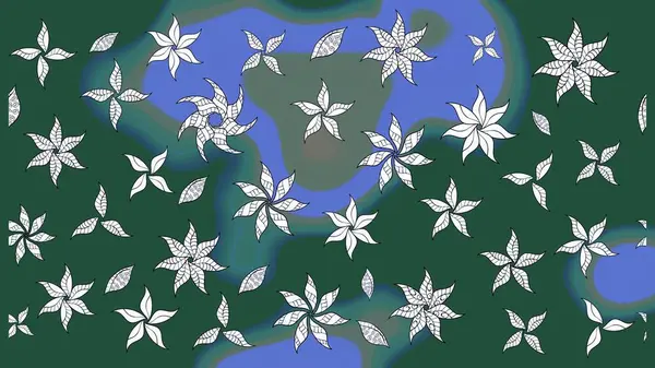 Çiçek tasarımı için inanılmaz bir kolaj cenneti tarzı. Parlak çiçekli kolaj çiçekleri yeşildir. Çiçekli zambaklar eskiz arka planı.