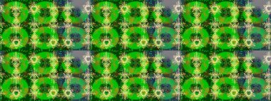 Kar tanelerinin soyut arkaplanlı Noel şablonu. Raster illüstrasyonu. Yeşil, sarı ve gri renkler. Noel ve Yeni Yıl moda baskıları için tatil tasarımı.