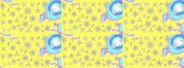 Raster illüstrasyonu. Küçük çaplı çiçeklerdeki basit şirin desenler. Tekstil veya kitap kapakları, imalat, duvar kağıtları, baskı, hediye paketi ve yapıştırma kitabı için çiçek eskiz geçmişi.