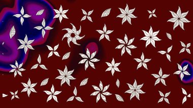 Düz Çiçek Elementleri Tasarımı. Kırmızı renkte çiçekler. Renkli Bahar Teması eskiz kalıbı. Raster illüstrasyonunda çiçek deseni çizimi.