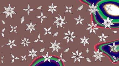 Çiçek izi. Suluboya çizim kalıbı. Suluboya tarzında kahverengi renkte çiçekler.