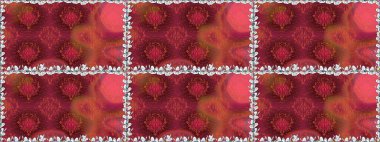 Tekstil, kumaş, kapaklar, duvar kağıtları, baskı, naylon, yapıştırma, örgü, dekupaj için çiçeksiz arkaplan. Oldukça eski bir besin torbası deseni, küçük kırmızı renkte, çiçekler. Millefleurlar.