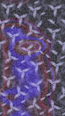 Düz Çiçek Elementleri Tasarımı. Asya tekstil tarzında. Raster illüstrasyonu. Çiçek desenli çizim. Tarafsız renklerde çiçekler. Renkli Bahar Teması çizim şablonu.