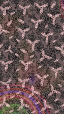 Hediye ambalaj kağıdı, tebrik kartları, posterler ve pankart tasarımı. Raster düz çiçek çizim deseni. Kahverengi renkte çiçekler.