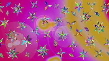 Çiçekler. Vadinin çiçekleri morumsu renklerde. Soyut etnik raster çizim kalıbı.