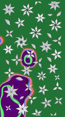 Raster çiçek desenleri çiziyor. Vadinin yeşil renkli çiçekleri.