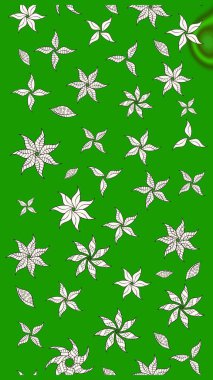 Raster Illustrasyon 'daki Çiçek Deseni' nin son moda çizimi. Yeşil renkli çiçekler. Renkli Yaz Temalı eskiz kalıbı. Düz Çiçek Elementleri Tasarımı.