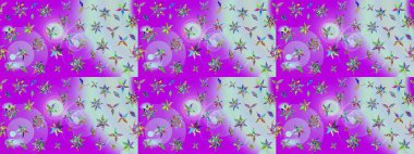 Çizim çiçek deseni duvar kâğıdı olarak kullanılabilir. Raster illüstrasyonu. Mor renkte çiçekler.