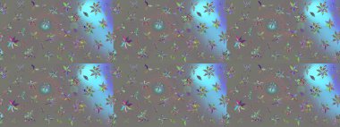 Çiçekli karalama şeklinde Raster çiçek deseni. Gri renkli çiçekler. Nazik, narin çiçek arkaplanı.