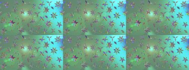 Çiçek desenli eskiz. Yeşil renkli çiçekler. Tişört baskısı için çiçek boyama rasteriName.