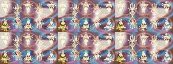 Kar tanelerinin soyut arkaplanı olan şirin bir Noel arkaplanı. Noel ve yeni yıl moda baskıları için tatil tasarımı. Altın kar taneleri. Raster illüstrasyonu. Renkler.