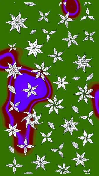 Sketch Colour Spring Theme eskiz kalıbı. Düz Çiçek Elementleri Tasarımı. Yeşil renkli çiçekler. Sevimli çiçek raster deseni.