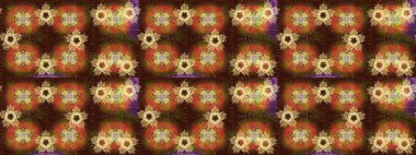 Kış kar taneleri, raster arka plan. Yüzey için tekrarlanan doku, ambalaj kağıdı, kahverengi, turuncu ve sarı renkte kar tanesi.