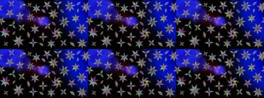 Siyah renkli etnik çiçeklerle süslenmiş zarif bir eskiz şekli. Asya Tekstil 'inde Raster Çiçek İllüstrasyonu.