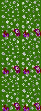 Çiçekli eskiz deseni. Suluboya çizimi. El çizimi. Yeşil renkte çiçekler.