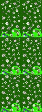 Çiçekli karalama şeklinde Raster çiçek deseni. Yumuşak, yeşil renkli yaz çiçekleri. Raster illüstrasyonu.