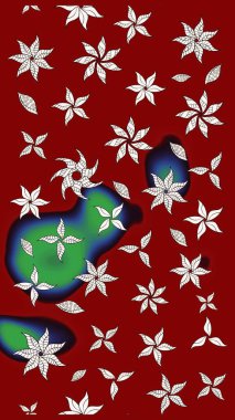 Kırmızı renkte çiçekler. Renkli Bahar Teması eskiz kalıbı. Düz Çiçek Elementleri Tasarımı. Sevimli çiçek raster deseni.