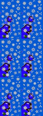 Raster illüstrasyonundaki çiçek desenli çizim. Mavi renkli çiçekler. Renkli Bahar Teması eskiz kalıbı. Düz Çiçek Elementleri Tasarımı.