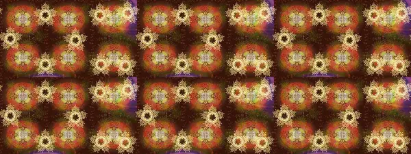 Kış kar taneleri, raster arka plan. Yüzey için tekrarlanan doku, ambalaj kağıdı, kahverengi, turuncu ve sarı renkte kar tanesi.