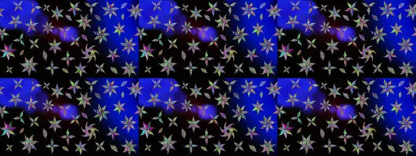 Siyah renkli etnik çiçeklerle süslenmiş zarif bir eskiz şekli. Asya Tekstil 'inde Raster Çiçek İllüstrasyonu.