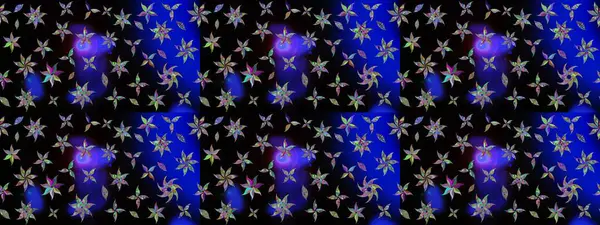 Siyah renkli etnik çiçeklerle süslenmiş zarif bir eskiz şekli. Asya Tekstil 'inde Raster Çiçek İllüstrasyonu.