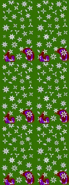 Çiçekli eskiz deseni. Suluboya çizimi. El çizimi. Yeşil renkte çiçekler.