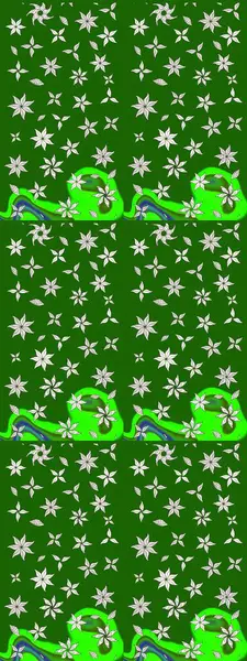 Çiçekli karalama şeklinde Raster çiçek deseni. Yumuşak, yeşil renkli yaz çiçekleri. Raster illüstrasyonu.