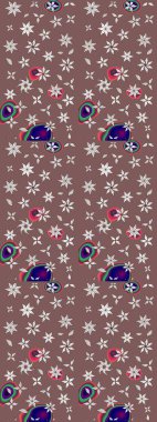 Raster illüstrasyonundaki çiçek desenli çizim. Güzel kumaş deseni. Renkli Bahar Teması eskiz kalıbı. Düz Çiçek Elementleri Tasarımı.